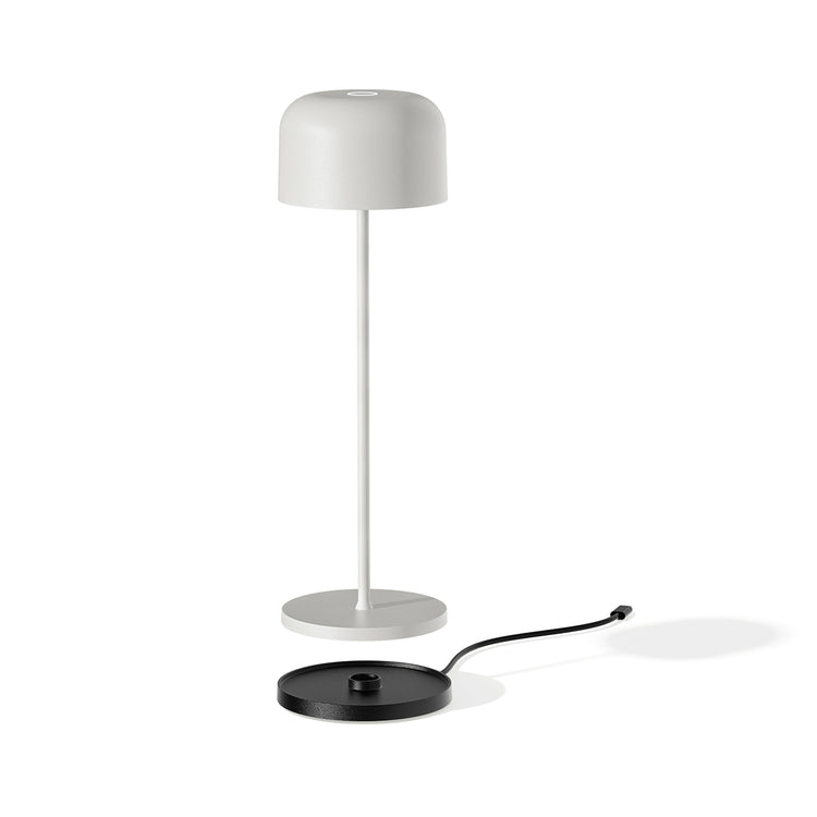 Desky rechargeable orbit desk lamp with magnetic charging dock in white