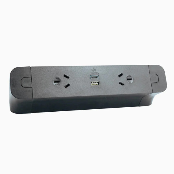 Desky Pace Desktop Power Rail-Power Accessories-Desky-Black-2 x Power 2 x USB-Starter Power Cable-Desky® Australia