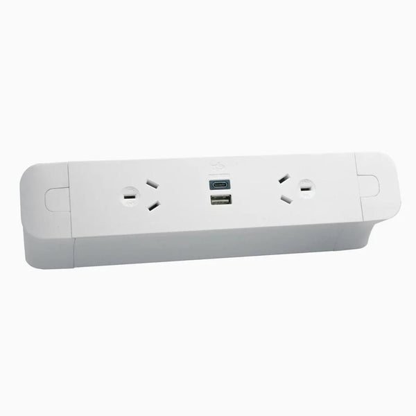Desky Pace Desktop Power Rail-Power Accessories-Desky-White-2 x Power 2 x USB-Starter Power Cable-Desky® Australia