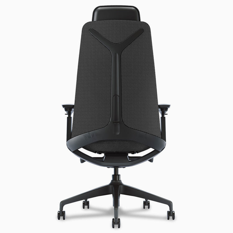 Pinnacle executive office chair matte black back details - Desky