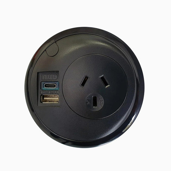 Desky Pixel On Desk Power-Power Accessories-Desky-Black-Starter Power Cable-A-Desky® Australia