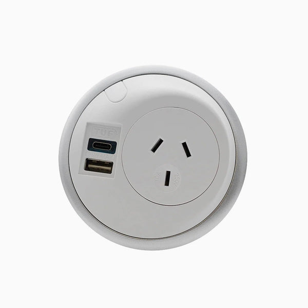 Desky Pixel On Desk Power-Power Accessories-Desky-White-Starter Power Cable-A-Desky® Australia