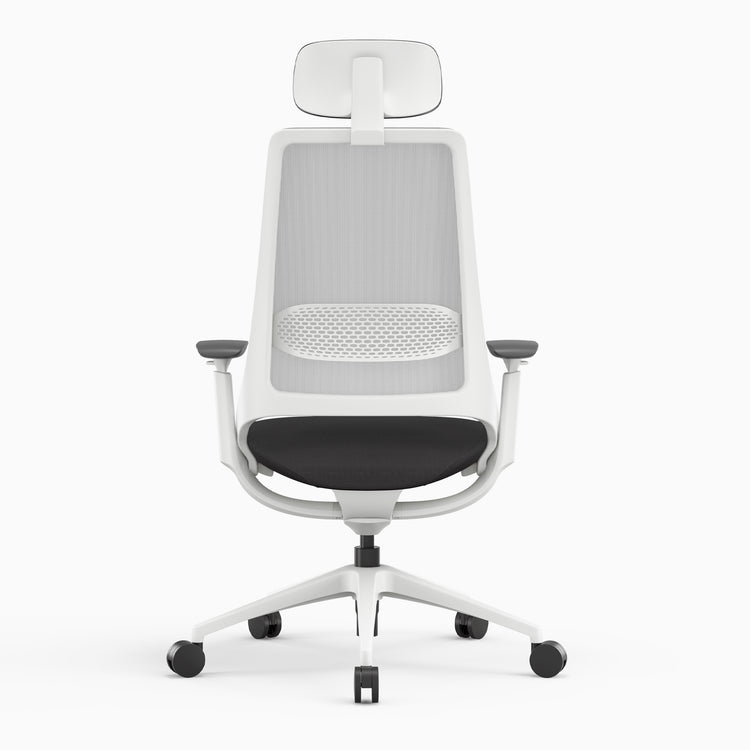 Desky pulse supportive chair in white with headrest