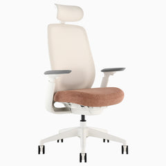 Desky Sereno Ergonomic Office Task Chair in White + Peach