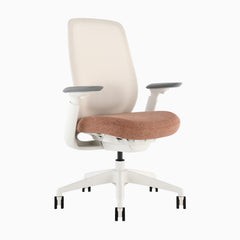 Desky Sereno Ergonomic Office Task Chair in White + Peach