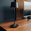 Black cordless rechargeable desk lamp