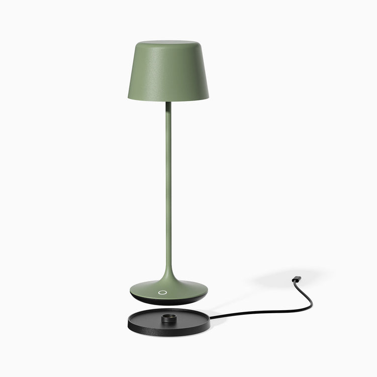 Desky cordlesssihlouette desk lamp with magnetic charging dock in sage
