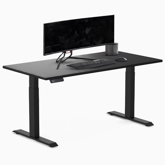 Black single sit stand gaming desk - Desky