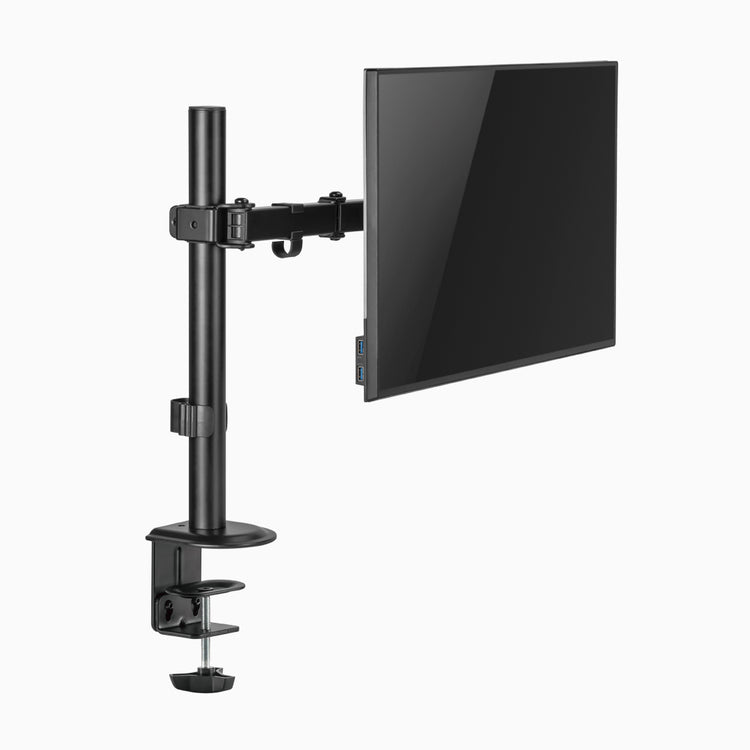 Desky single eco monitor mount attached to monitor