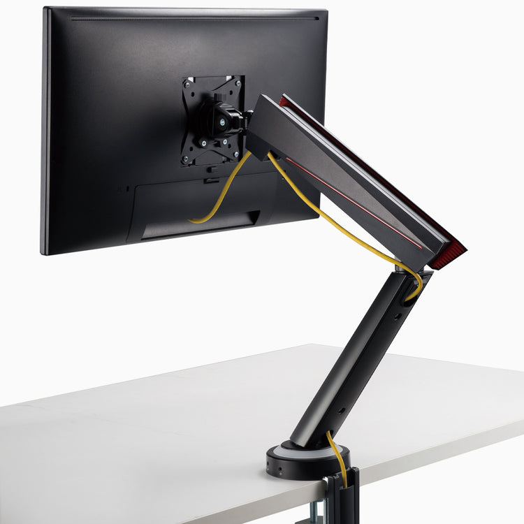 Desky Single LED Gaming Monitor Arm cable management