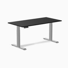 Desky Single Sit Stand Gaming Desk, Black desktop, Grey frame