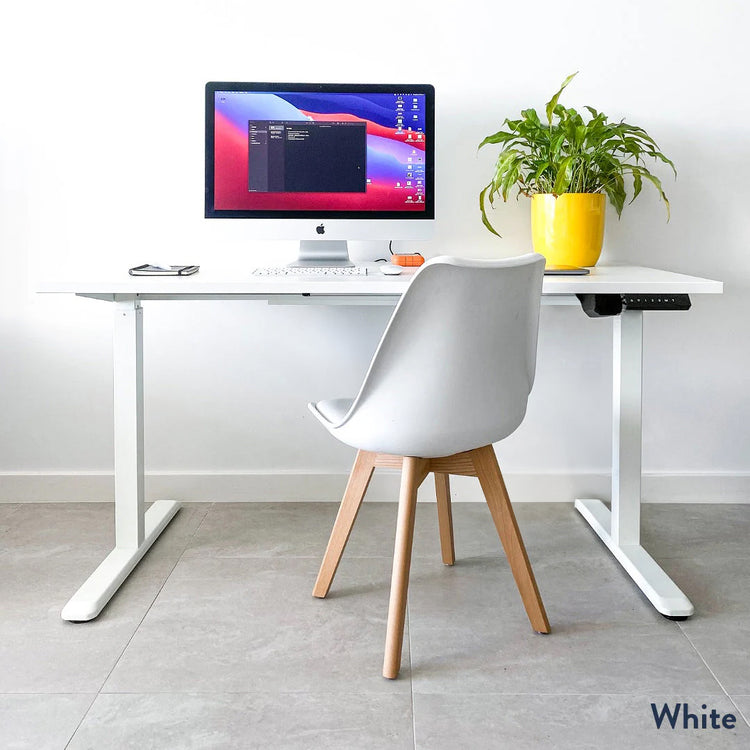 Single sit stand desk from Desky in white 