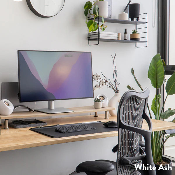 White ash hardwood dual Desky desk setup