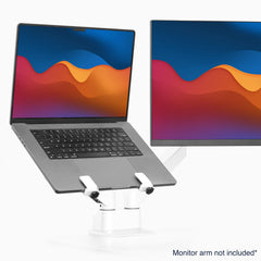 Universal laptop mount attached to monitor arm