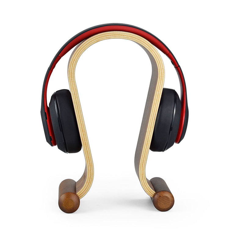 Wooden headphone holder - front view