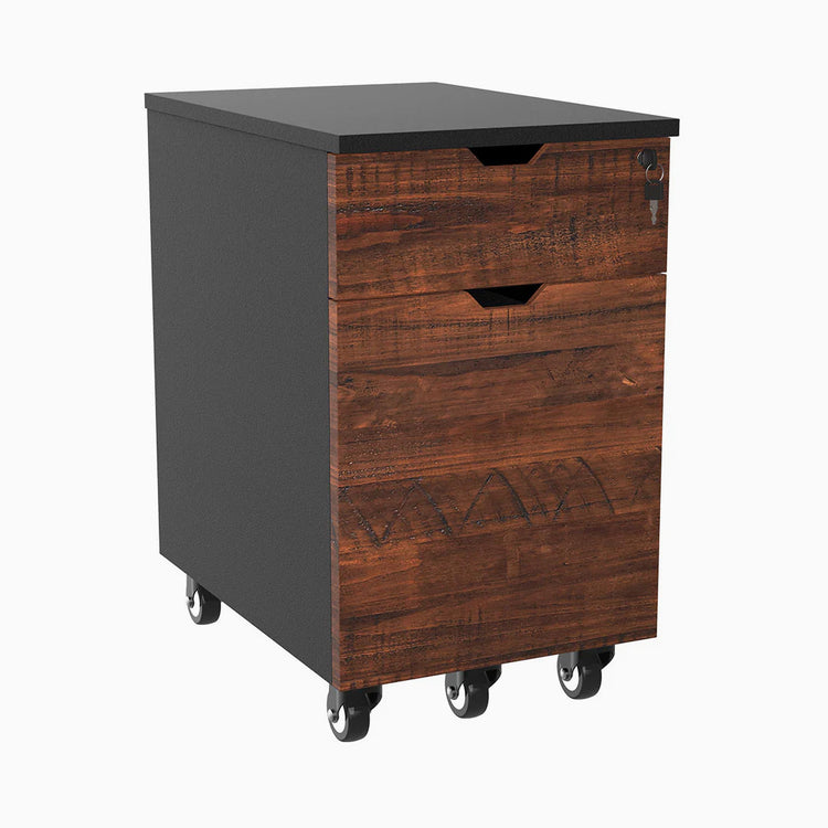 Softwood rustic pine minimal filing cabinet