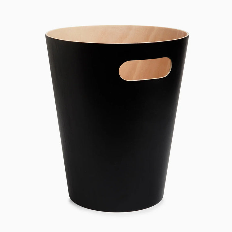 Desky Wooden Rubbish Bin in black