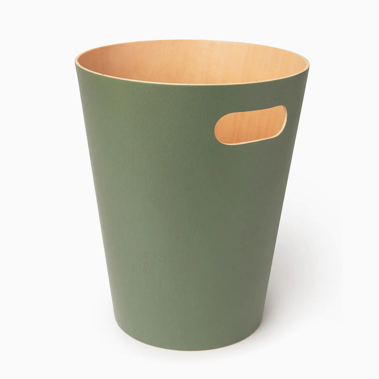 Desky Wooden Rubbish Bin in olive green