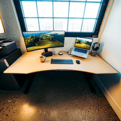 Desky Zero Ergo Edge Office Desk-Desks-Desky-White-1200x750mm-Matte Black-Desky® Australia