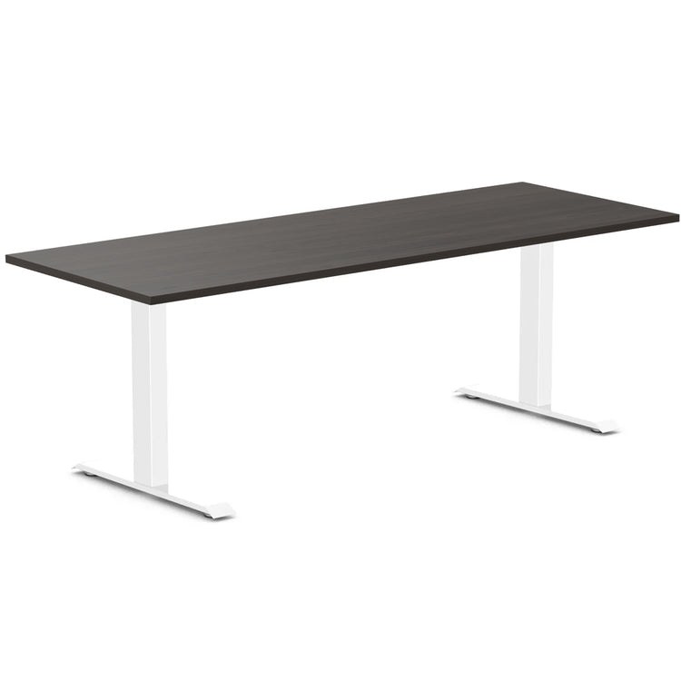 Desky zero melamine desk 2000mm burnished wood in white