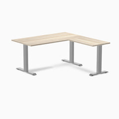 Desky Zero Melamine L-Shape Office Desk, Classic Oak desktop, Grey frame
