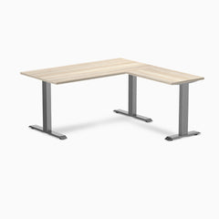 Desky Zero Melamine L-Shape Office Desk, Classic Oak desktop, Space Grey frame