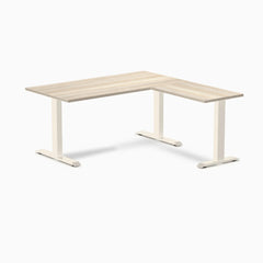 Desky Zero Melamine L-Shape Office Desk, Classic Oak desktop, Wheat frame