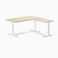 Desky Zero Melamine L-Shape Office Desk, Classic Oak desktop, White frame