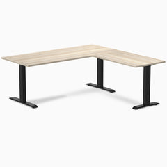 Desky Zero Melamine L-Shape Office Desk, Classic Oak desktop, Matte Black frame