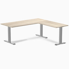 Desky Zero Melamine L-Shape Office Desk, Classic Oak desktop, Grey frame