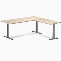 Desky Zero Melamine L-Shape Office Desk, Classic Oak desktop, Space Grey frame