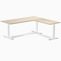 Desky Zero Melamine L-Shape Office Desk, Classic Oak desktop, White frame