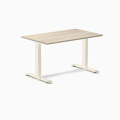 Desky Zero Melamine Office Desk, Classic Oak desktop, Wheat frame