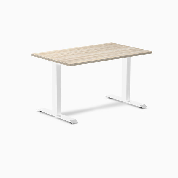 Desky Zero Melamine Office Desk, Classic Oak desktop, White frame