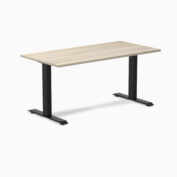 Desky Zero Melamine Office Desk, Classic Oak desktop, Matte Black frame