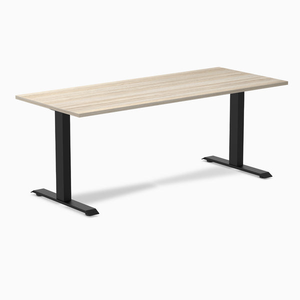 Desky Zero Melamine Office Desk, Classic Oak desktop, Matte Black frame