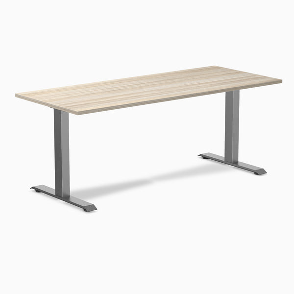 Desky Zero Melamine Office Desk, Classic Oak desktop, Space Grey frame