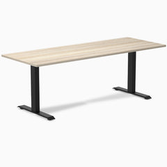 Desky Zero Melamine Office Desk, Classic Oak desktop, Matte Black frame