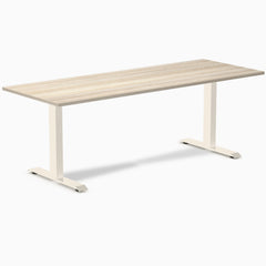 Desky Zero Melamine Office Desk, Classic Oak desktop, Wheat frame