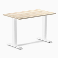 Desky Zero Mini Office Desk, Classic Oak desktop, White frame