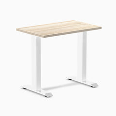 Desky Zero Mini Office Desk, Classic Oak desktop, White frame