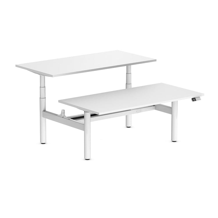 Desky back to back 1500mm round legs white desktop