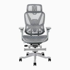 Desky contourra ergonomic office chair in white with foot rest