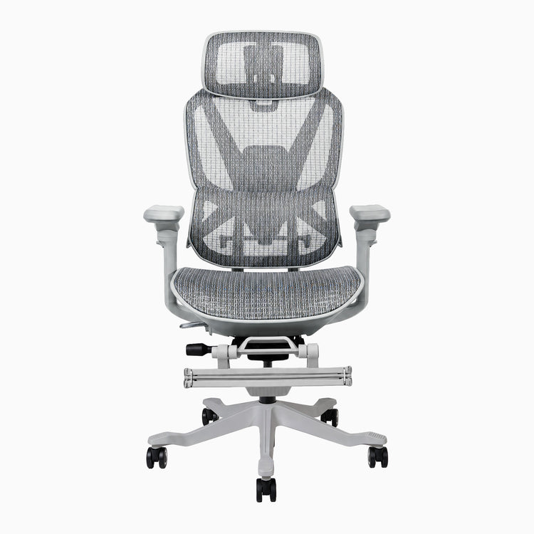 Desky contourra ergonomic office chair in white with foot rest
