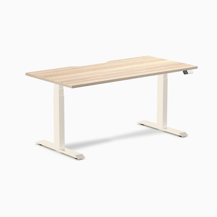 Desky Dual Scalloped Melamine Sit Stand Desk