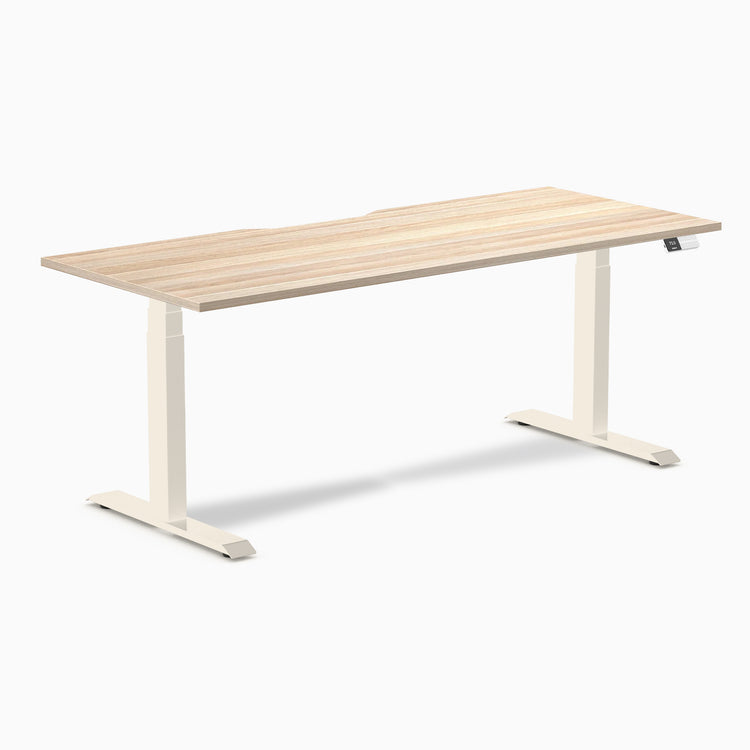 Desky Dual Scalloped Melamine Sit Stand Desk