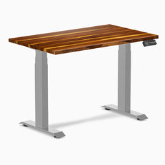 Desky Dual Mini Hardwood Sit Stand Desk, Pheasantwood desktop, Grey frame