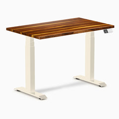 Desky Dual Mini Hardwood Sit Stand Desk, Pheasantwood desktop, Wheat frame