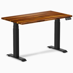 Desky Dual Mini Hardwood Sit Stand Desk, Pheasantwood desktop, Matte Black frame