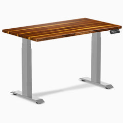 Desky Dual Mini Hardwood Sit Stand Desk, Pheasantwood desktop, Grey frame